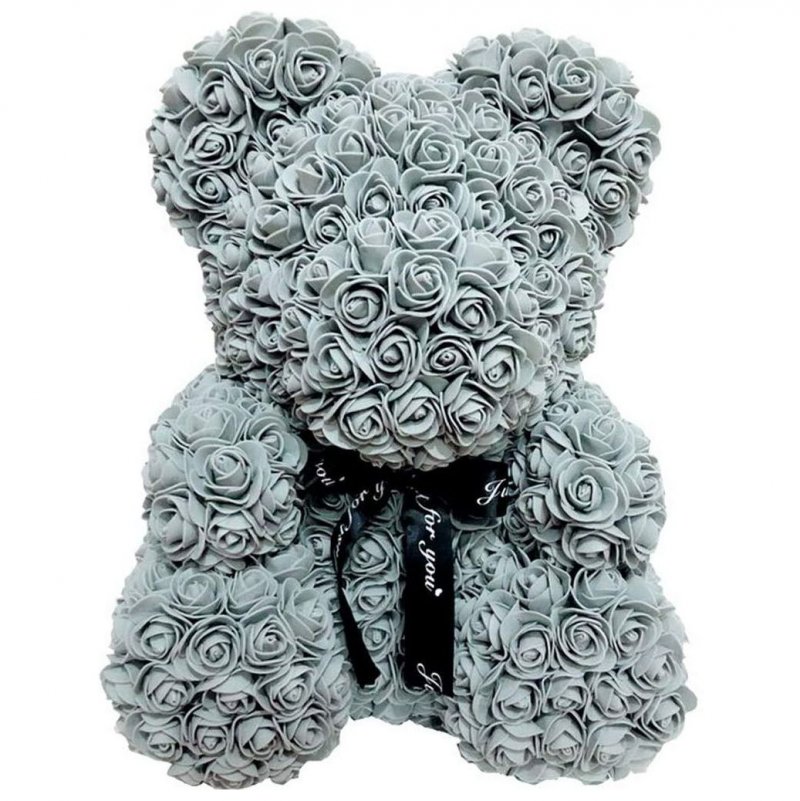 Grey Rose Bear - 25cm